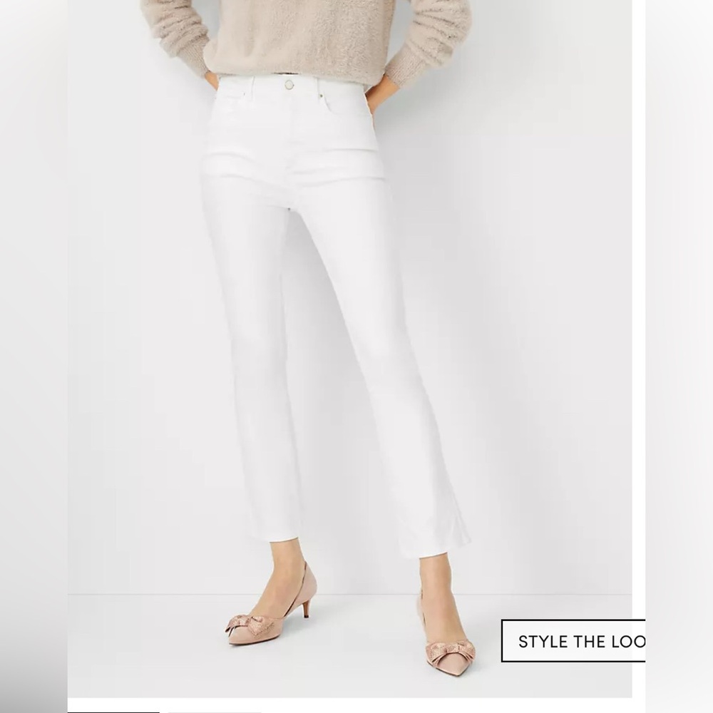 Ann Taylor White Boot Crop High Rise Denim Size 14